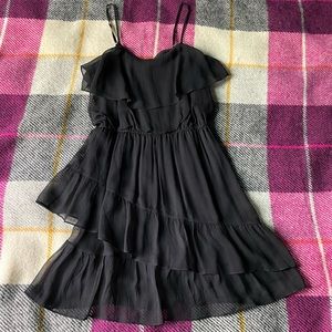 Flowy Little Black Silk Summer Sun Dress - Large - Wednesday Addams Cosplay